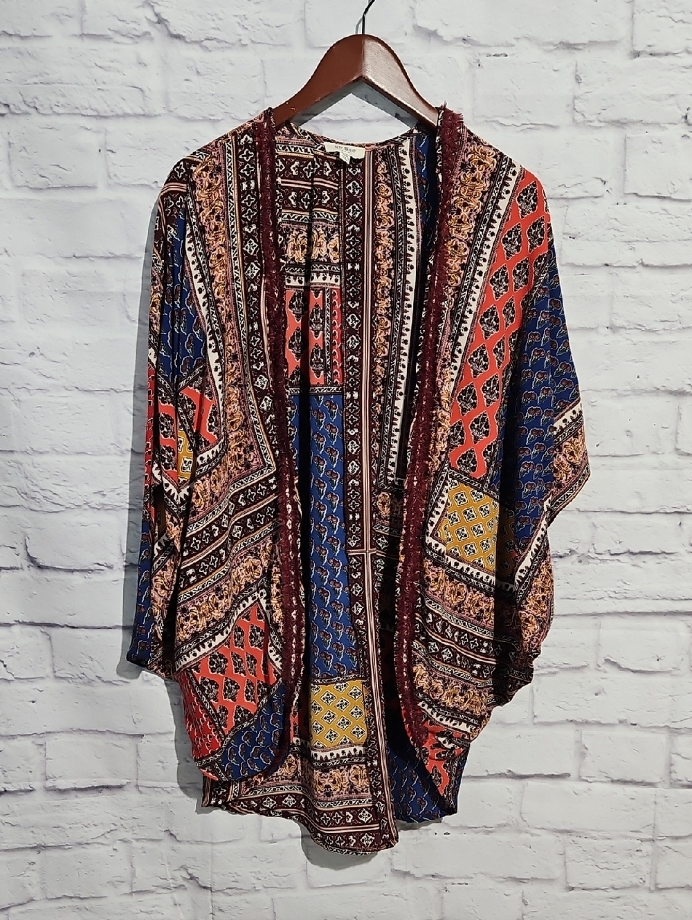 Umgee Multi-Color Boho Patchwork Kimono Cardigan